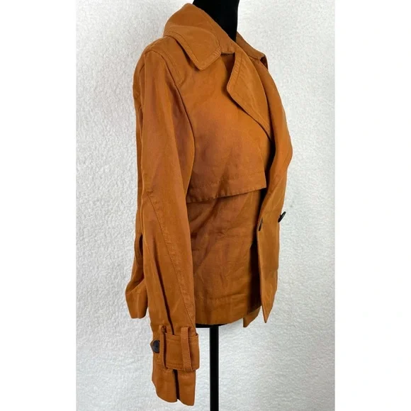 VINCE • Dark Sienna Cropped Linen-Cotton Jacket, S - Picture 6 of 16